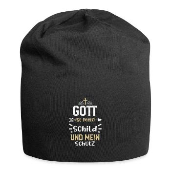 Gott ist mein Schild und mein Sc... - Jersey-Beanie - Schwarz - Vorne