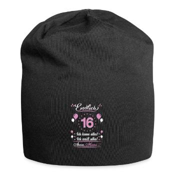 16 Geburtstag Endlich 16 - Jersey-Beanie - Schwarz - Vorne