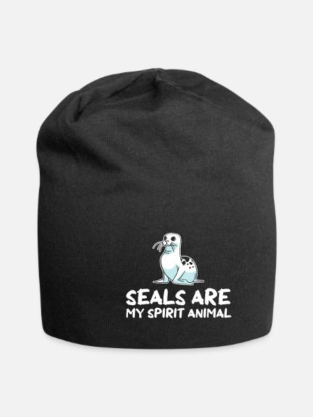 Seals Are My Animals Spirit - Jersey-Beanie - Schwarz