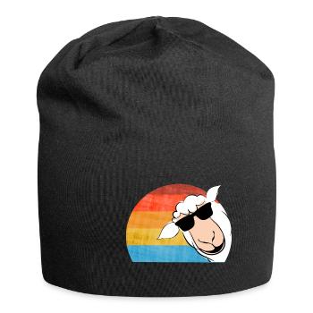 Schaf mit Sonnenbrille - Jersey-Beanie - Schwarz - Vorne