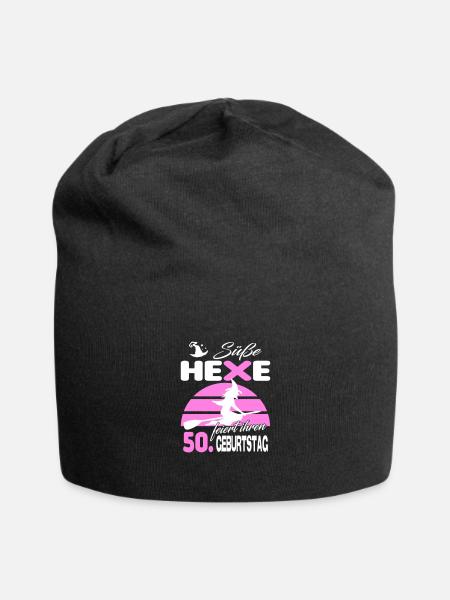 50 Jahre Geburtstag Frau Hexe Süß Süss Jahrestag - Jersey-Beanie - Schwarz