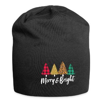Merry And Bright Christmas Tree - Jersey-Beanie - Schwarz - Vorne