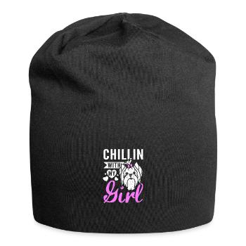 chillin with my yorkie girl - Jersey Beanie - black - Front