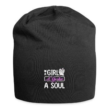 A girl a yorkie a soul - Jersey Beanie - black - Front