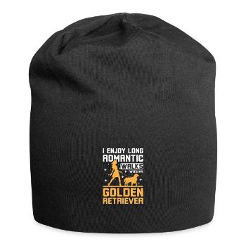 Long romantic walks with my Golden Retriever - Jersey Beanie - black - Front