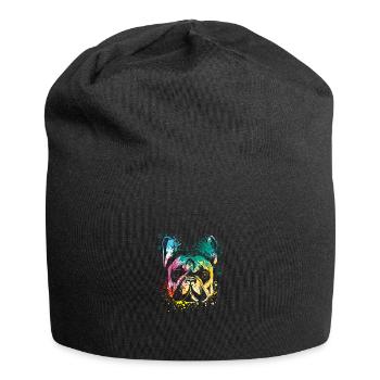 colorful splash art dog lover French bulldog - Jersey-Beanie - Schwarz - Vorne