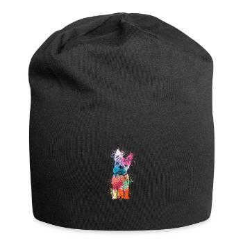 colorful splash art dog lover French bulldog - Jersey-Beanie - Schwarz - Vorne