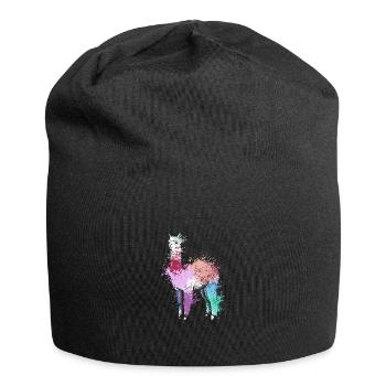 Colorful Splash Art Farm animals alpaca Llama - Jersey-Beanie - Schwarz - Vorne
