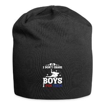 I don't chase boys I pin them Sambo girl - Jersey Beanie - black - Front