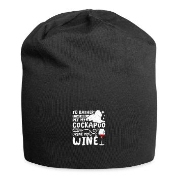 Caresser mon cockapoo et boire du vin - Bonnet en jersey - noir - Devant