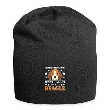 I wasn't listening I was thinking about my beagle - Jersey Beanie - black - Front
