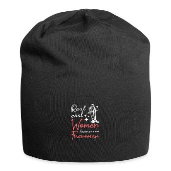 Real cool women become firewoman - Jersey Beanie - black - Front
