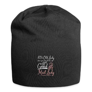 Let this old lady show you how to be a mail lady - Jersey-Beanie - Schwarz - Vorne