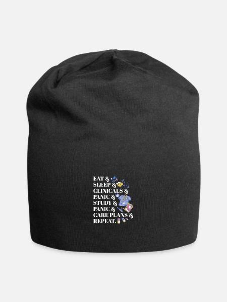 Eat Sleep Clinicals Panic Funny Nurse Medical - Jersey-Beanie - Schwarz
