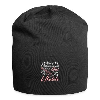 Never underestimate a girl who plays ukulele - Jersey Beanie - black - Front