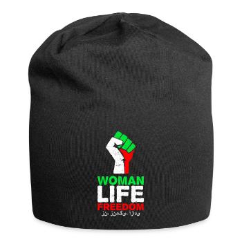 Liberté de vie de la femme | Poing avec drapeau iranien - Bonnet en jersey - noir - Devant