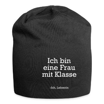 Frau mit Klasse - Lehrerin - Jersey-Beanie - Schwarz - Vorne
