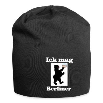 Dicker Berliner Bär Ick mag Berlin Trend 2019 - Jersey-Beanie - Schwarz - Vorne