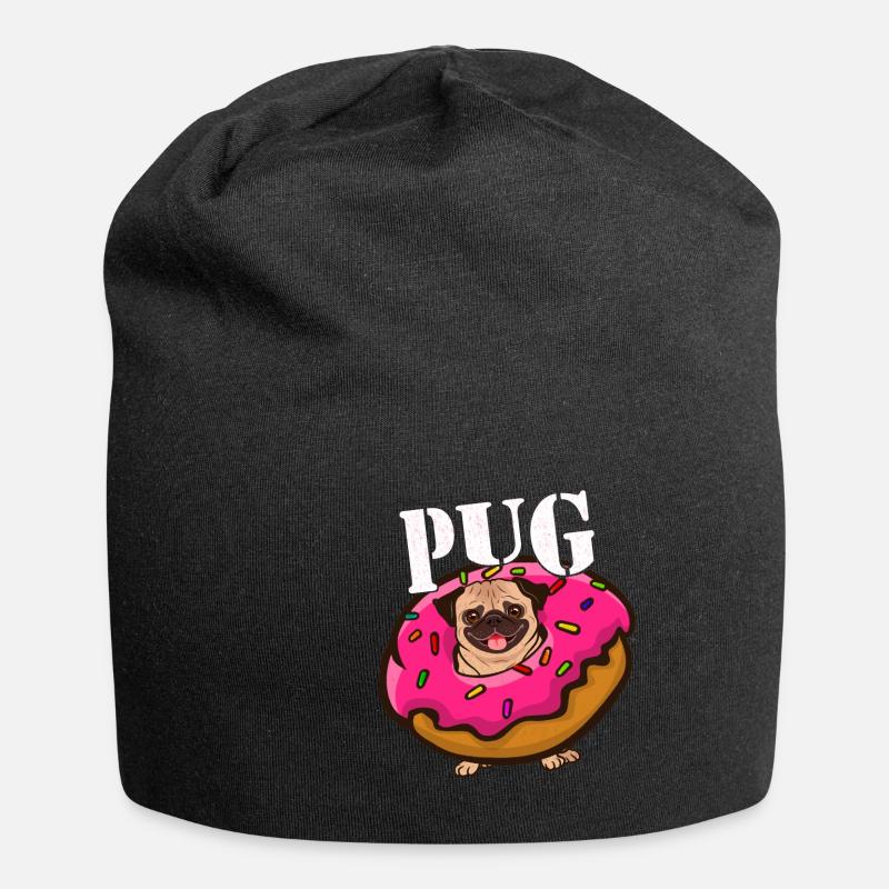 Pug Mops Donut - Jersey-Beanie - Schwarz