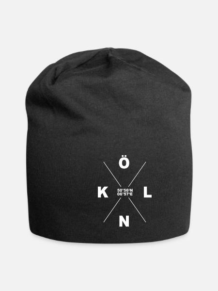 Köln Kölle Koordinaten Heimat Geschenk Fun - Jersey-Beanie - Schwarz