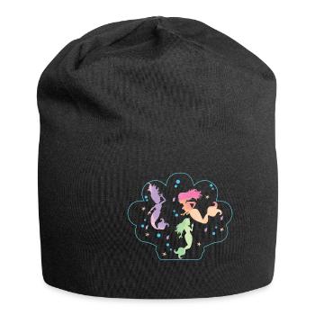 Muschel mit tanzenden Meerjungfrauen - Jersey-Beanie - Schwarz - Vorne