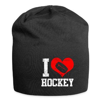 I love hockey heart - Jersey Beanie - black - Front