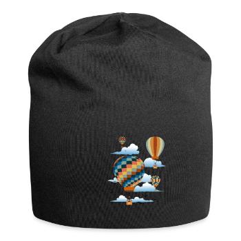 Dans les airs | 4 montgolfières colorées | cadeau - Bonnet en jersey - noir - Devant