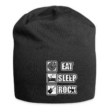 Music Rock & Roll Skull Guitar Ladies Mens - Jersey Beanie - black - Front