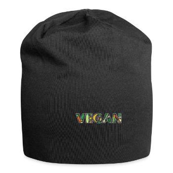 Vegan - Jersey-Beanie - Schwarz - Vorne