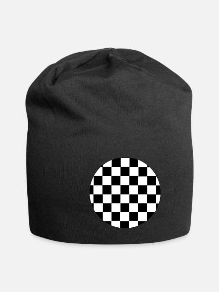 Karierter Kreis - Jersey-Beanie - Schwarz