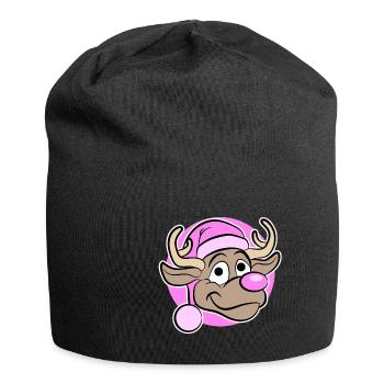 Christmas in Pink - Reindeer in Pink - Jersey Beanie - black - Front