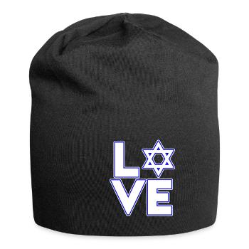 Jüdisches Chanukka mit David-Stern - Love - Jersey-Beanie - Schwarz - Vorne