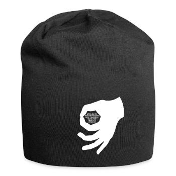 Reingeguckt Handzeichen Loch Kreis Lustiger Spruch - Jersey-Beanie - Schwarz - Vorne