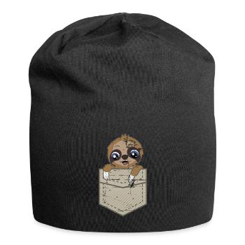 Cute sloth gift sloth - Jersey Beanie - black - Front