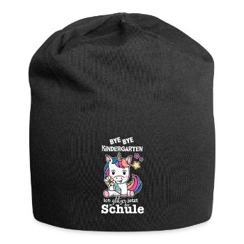 Schulkind Einhorn (bunt/weiß) - Jersey-Beanie - Schwarz - Vorne