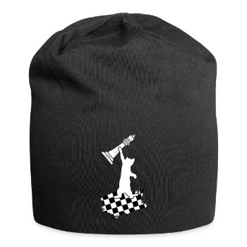 checkmate cat chess piece chessboard - Jersey Beanie - black - Front