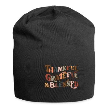 Thanksgiving Thankful Grateful Blessed - Jersey Beanie - black - Front