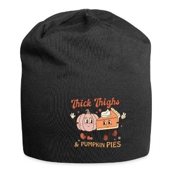Thanksgiving Thick Thighs & Pumpkin Pies - Jersey Beanie - black - Front