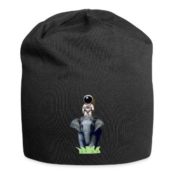 Astronaut on elephant adventure - Jersey Beanie - black - Front