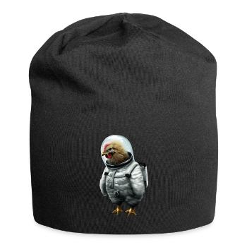 Ein Huhn im Astronautenanzug - Jersey-Beanie - Schwarz - Vorne