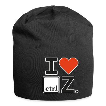I love ctrl white Keyboard shortcuts - Jersey-Beanie - Schwarz - Vorne