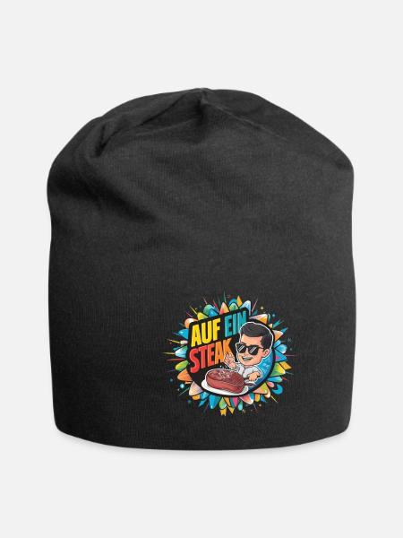 On a steak t-shirt design - Jersey Beanie - black