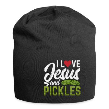 I Love Jesus And Pickles - Jersey-Beanie - Schwarz - Vorne