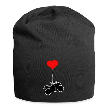 Motorrad mit Herz - Jersey-Beanie - Schwarz - Vorne