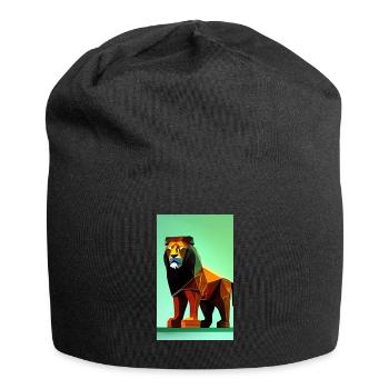 Lion | Animal | Prédateur | Polygone | Roi | Afrique - Bonnet en jersey - noir - Devant