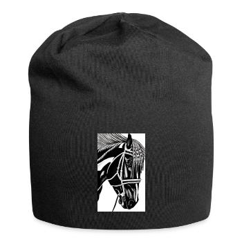 Pferd | reiten | Tier | Reittier | Bunt - Jersey-Beanie - Schwarz - Vorne