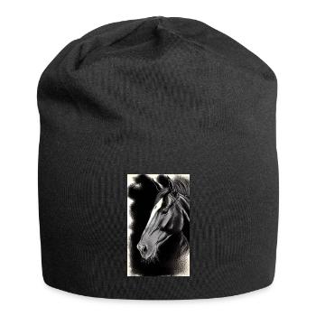 Pferd | reiten | Tier | Reittier | Bunt - Jersey-Beanie - Schwarz - Vorne