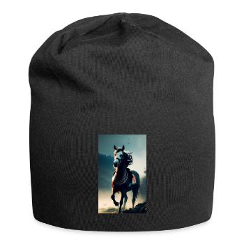 Pferd | reiten | Tier | Reittier | Bunt - Jersey-Beanie - Schwarz - Vorne