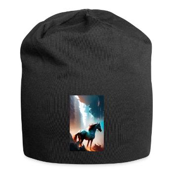 Pferd | reiten | Tier | Reittier | Bunt - Jersey-Beanie - Schwarz - Vorne