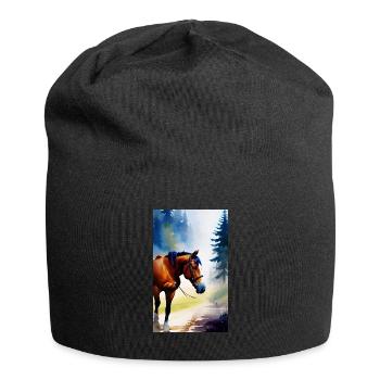 Horse | Horseback riding | Animal | Mount | Colorful - Jersey Beanie - black - Front